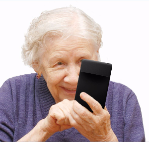 elderly woman with cell phone